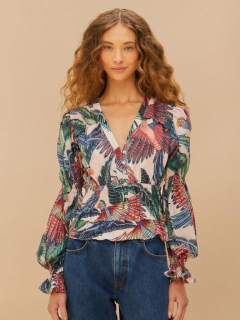 FARM RIO Pink Macaw Flight Blouse