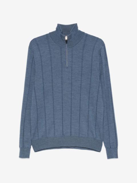 Canali ribbed quarter-zip sweater