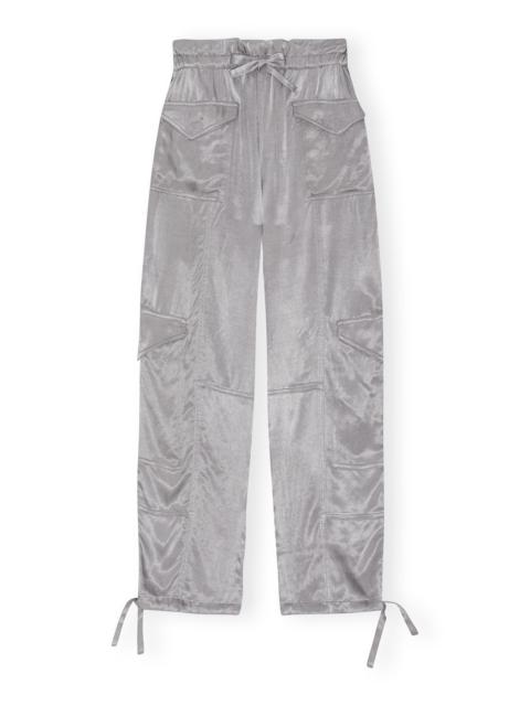 GANNI GREY WASHED SATIN PANTS