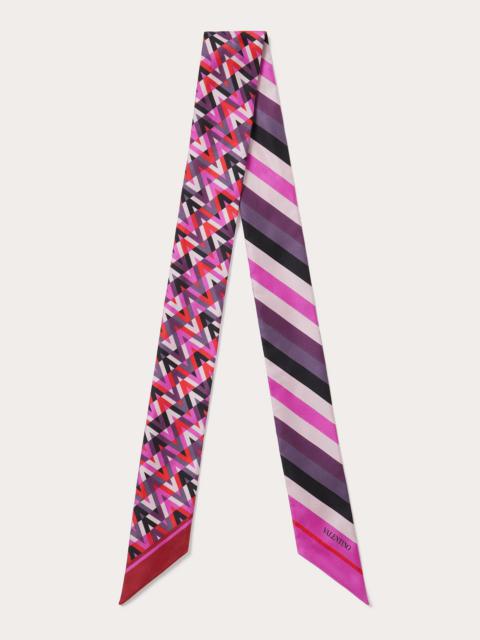 Valentino V OPTICAL VALENTINO ARCHIVE 1973 BANDEAU SCARF IN SILK TWILL