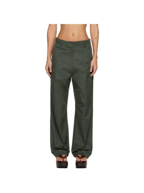 Dries Van Noten Green Loose Fit Workwear Trousers