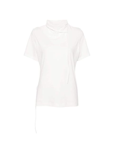 high-neck cotton T-shirt