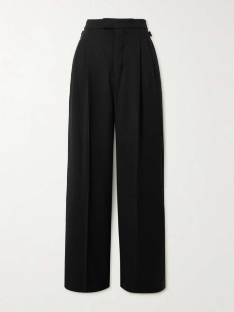 AMI Paris Pleated crepe wide-leg pants
