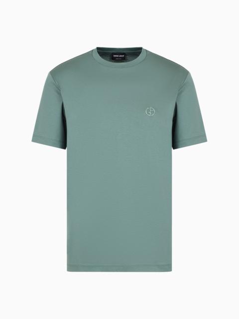 Cotton-interlock T-shirt with embroidered logo