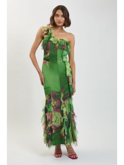 KAREN MILLEN One Shoulder Tulle Maxi Dress
