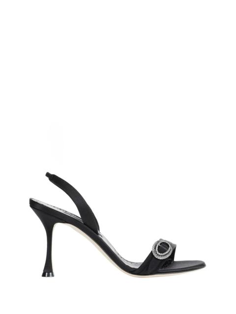 Manolo Blahnik Zutosan Satin Slingback Sandals