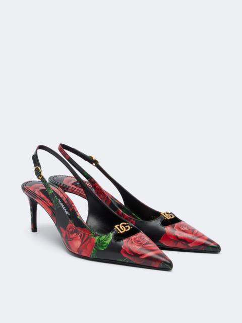 Dolce & Gabbana DG floral leather slingback pumps