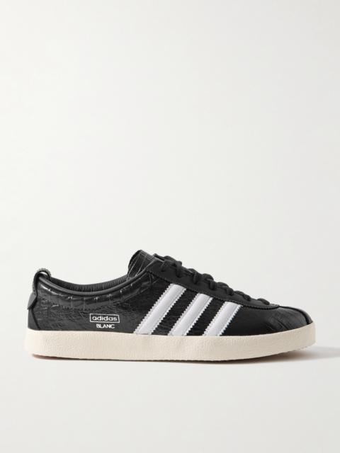 adidas Originals Blanc Croc-effect Glossed-leather Sneakers