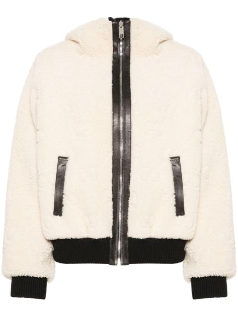 monogram-shearling hooded jacket