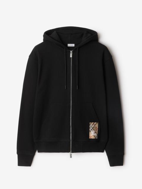 Burberry Check Label Cotton Zip Hoodie