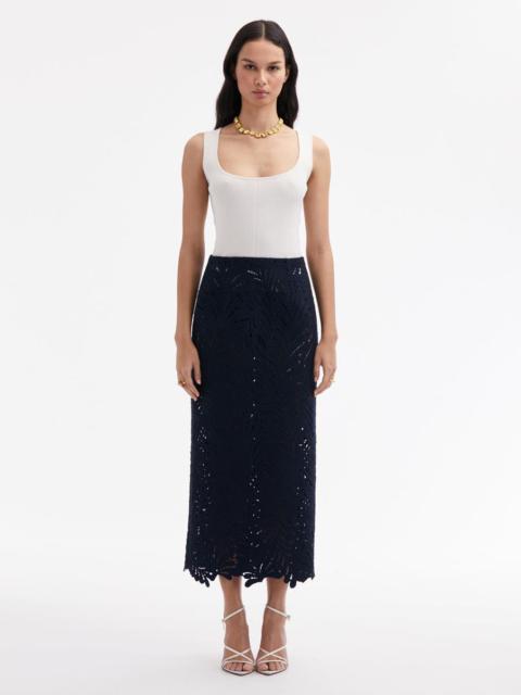 Oscar de la Renta FERN CUTOUT TWEED PENCIL SKIRT