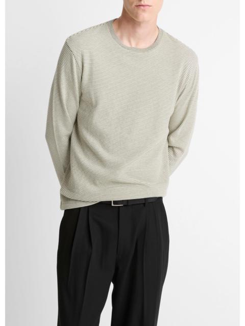 Vince Striped Double-Knit Pima Cotton Long-Sleeve T-Shirt