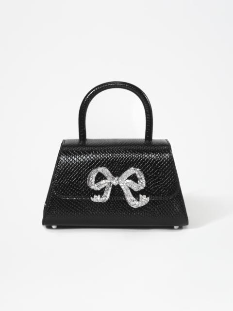 self-portrait Black Python Diamante Bow Mini Bag