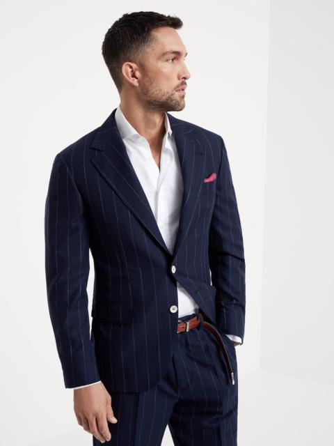 Brunello Cucinelli Cotton and virgin wool chalk stripe diagonal blazer