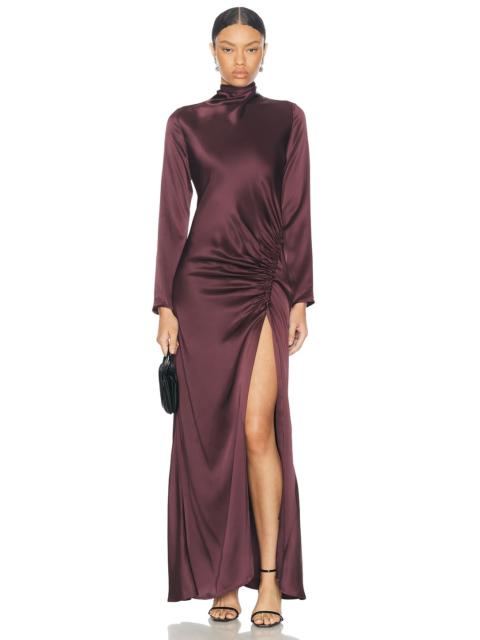 LAPOINTE Satin Bias Tab Slit Gown