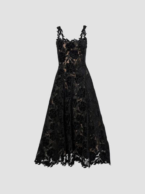 CAROLINA HERRERA Women's Chalet Floral Guipure Lace Scoopneck Midi Dress - Black