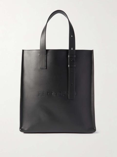North South Logo-Debossed Leather Tote