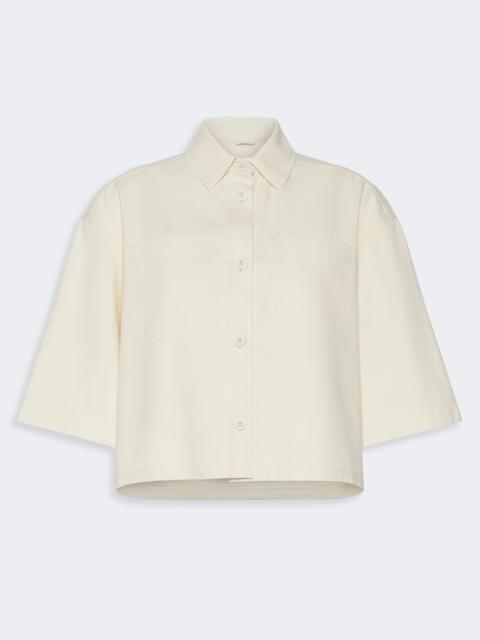 WEEKEND Max Mara TERRA Washed cotton cropped jacket - ECRU