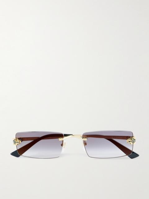 Cartier Panthère de Cartier Rectangular-Frame Rimless Gold-Tone Sunglasses