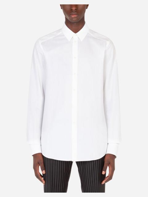 Cotton jacquard Martini-fit shirt with DG logo