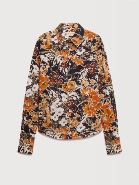 Marni BLACK POPLIN SHIRT WITH EXTREME BOUQUET PRINT