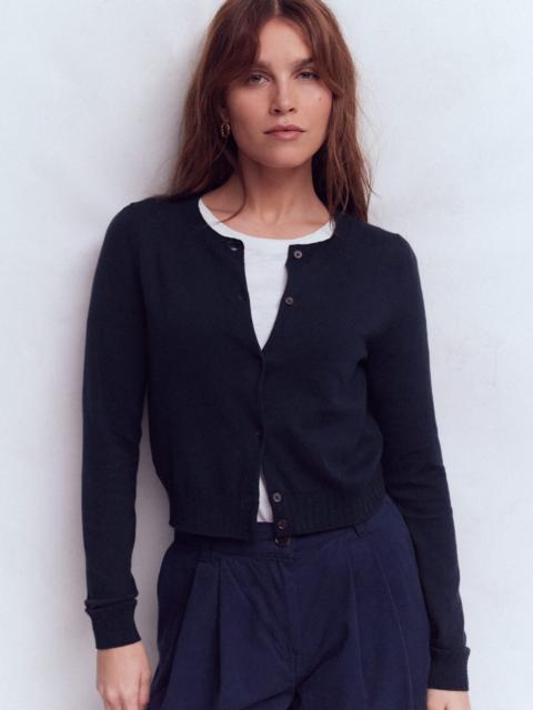 BODEN Emilia Cotton Cropped Cardigan-Navy