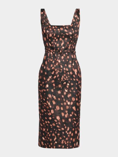 MILLY Ellison Leopard-Print Column Midi Dress