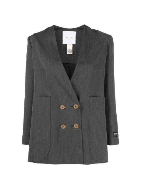 double-breasted stretch-wool blazer