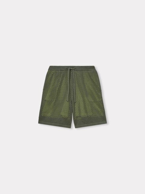 KENZO Embroidered knitted crochet shorts in cotton mesh