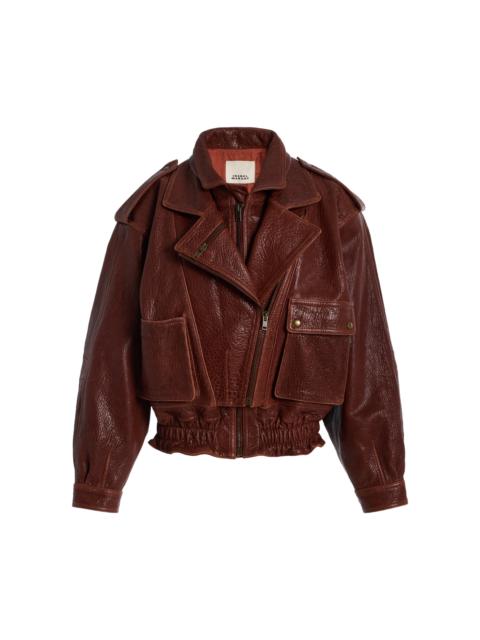 Isabel Marant Aneli Leather Jacket orange