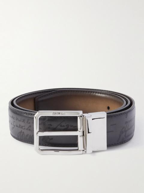 Berluti Scritto 3.5cm Reversible Venezia Leather Belt Brown