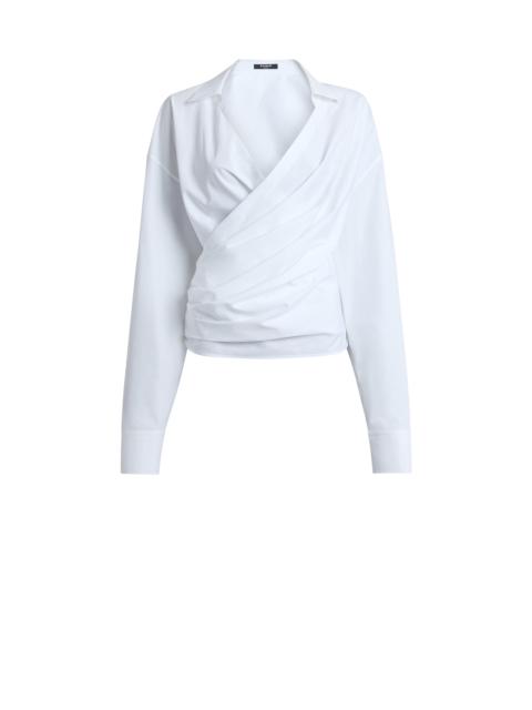 Balmain Draped cotton poplin shirt