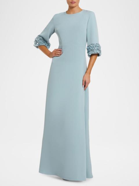 MAC DUGGAL Crystal & Sequin-Embellished Crepe Gown