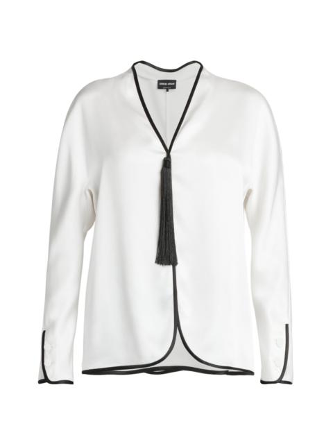 GIORGIO ARMANI Women's Tassel-Embellished Silk Jacket - White