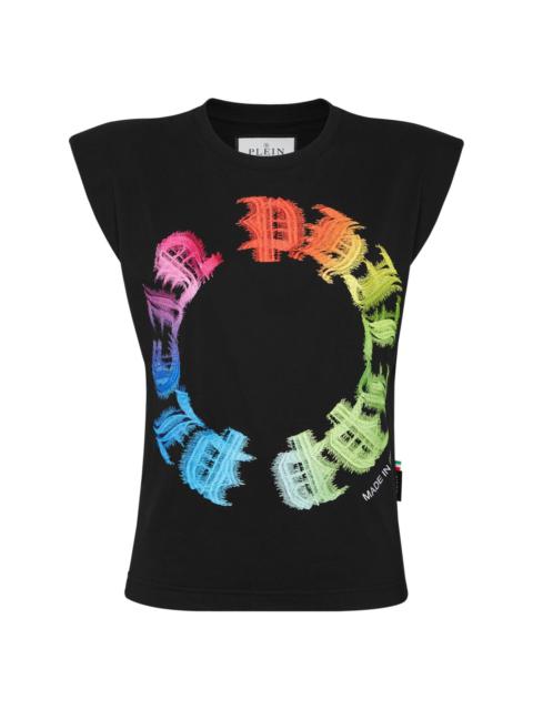 PHILIPP PLEIN Rainbow gothic-print tank top