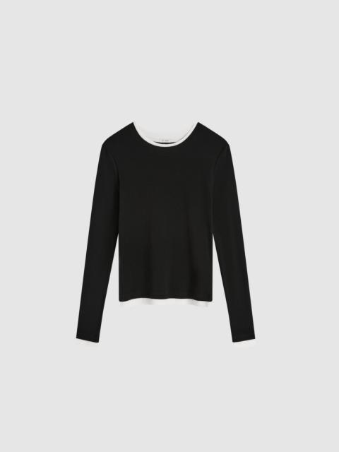 ST. AGNI Organic Cotton Layered Long Sleeve Top - Jet Black