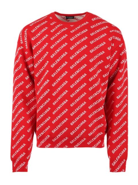 BALENCIAGA Mini Allover Logo Sweater Red And White