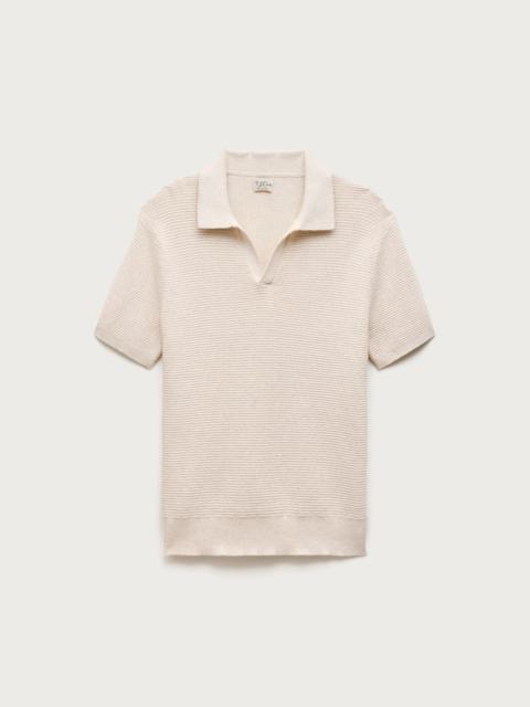 J.CREW Short-sleeve cotton waffle-knit johnny-collar sweater-polo