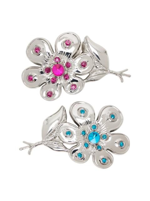 Chopova Lowena Two-Pack Silver Daisy Hair Clips