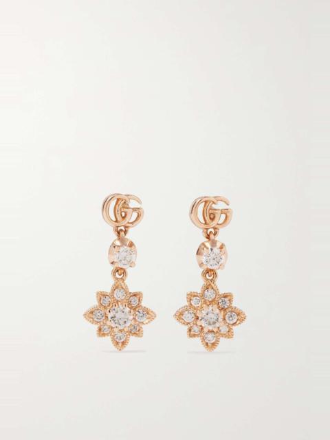 GUCCI Flora 18-karat rose gold diamond earrings