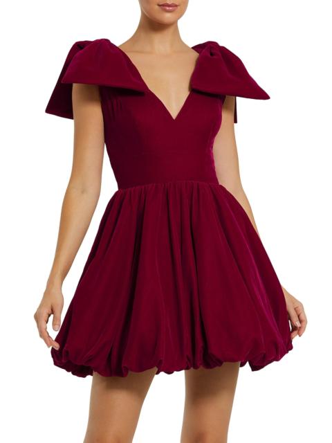 MAC DUGGAL Women's Bow Shoulder Cocktail Minidress - Berry