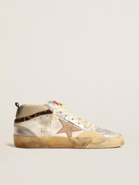 Golden Goose Mid Star LTD with silver metallic leather inserts and pink star