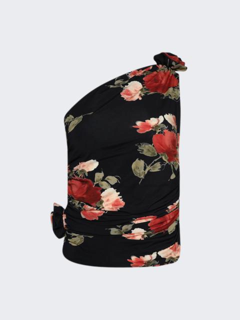 MAGDA BUTRYM One Shoulder Shirt Rose Print