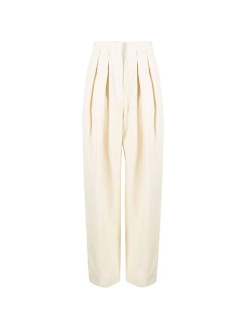 high-waisted pleated trousers