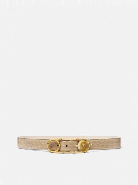 VERSACE Safety Pin Croc-Effect Belt