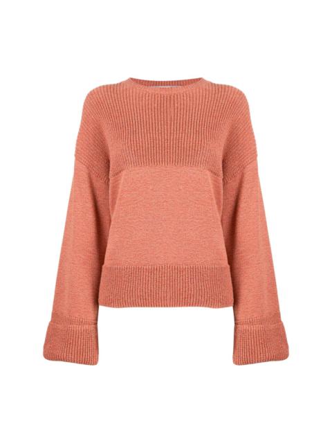 colour-block ribbed-knit jumper