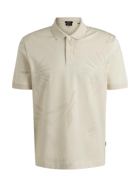 BOSS MERCERIZED-COTTON POLO SHIRT WITH FLORAL JACQUARD