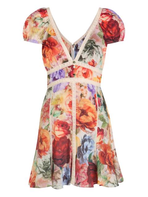 Alice + Olivia V-neck floral mini dress