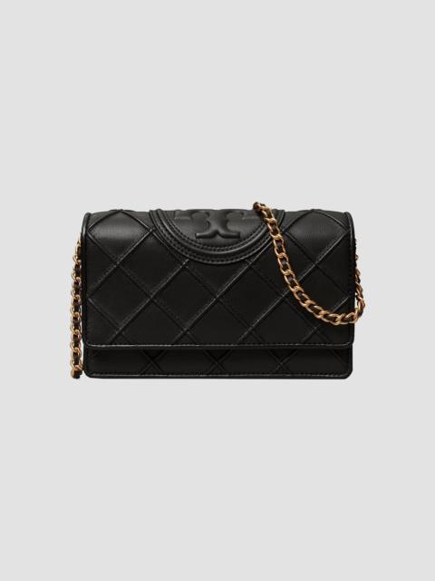 TORY BURCH Women's Fleming Soft Leather Chain Wallet - Black
