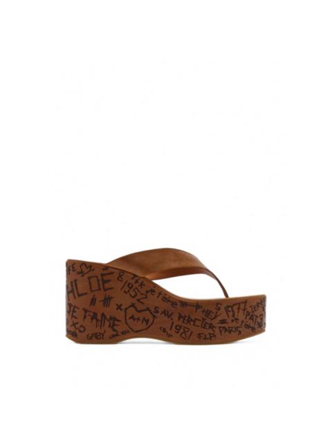 COACH graffiti-print wedge slides